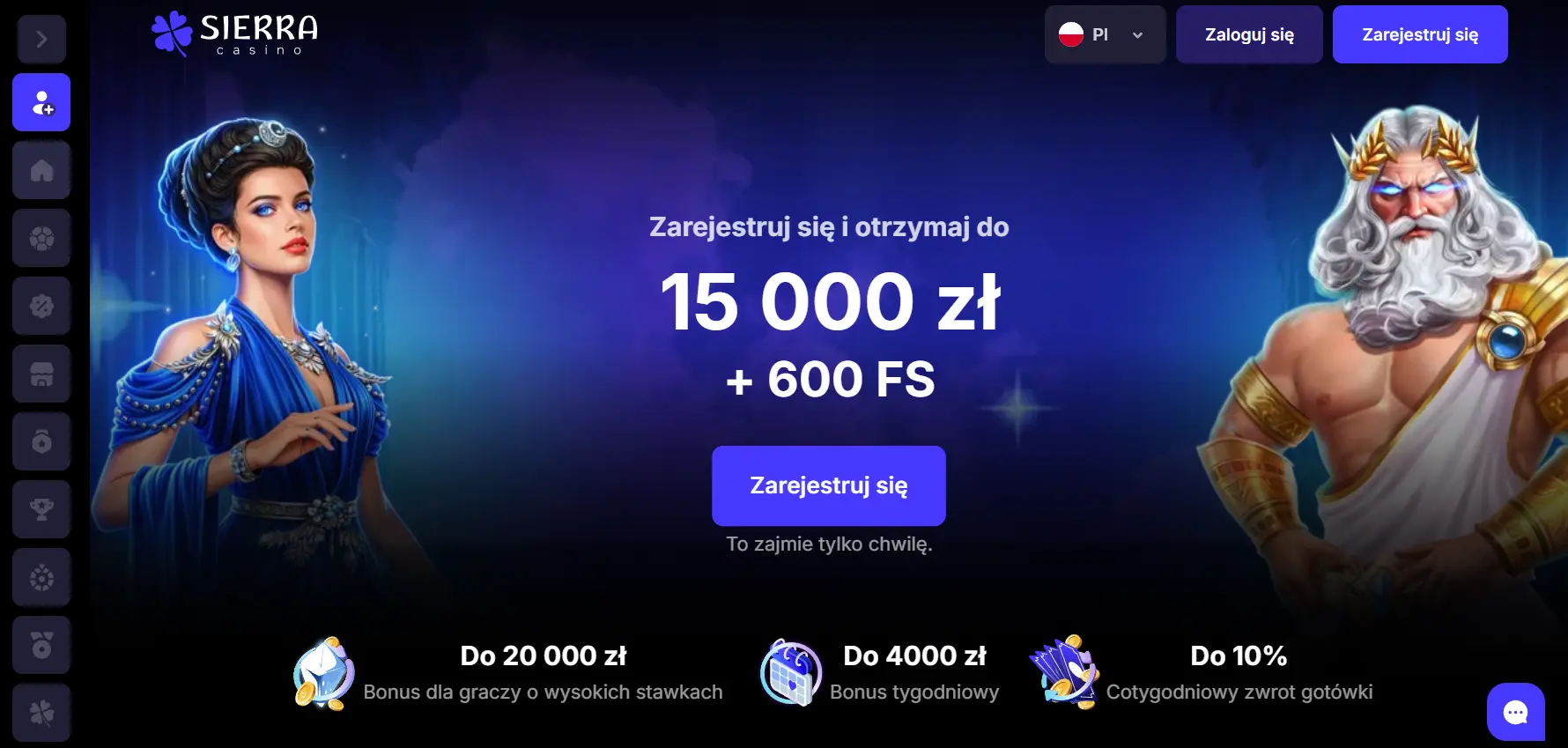 Sierra Casino online: rejestracja w dwóch krokach i logowanie